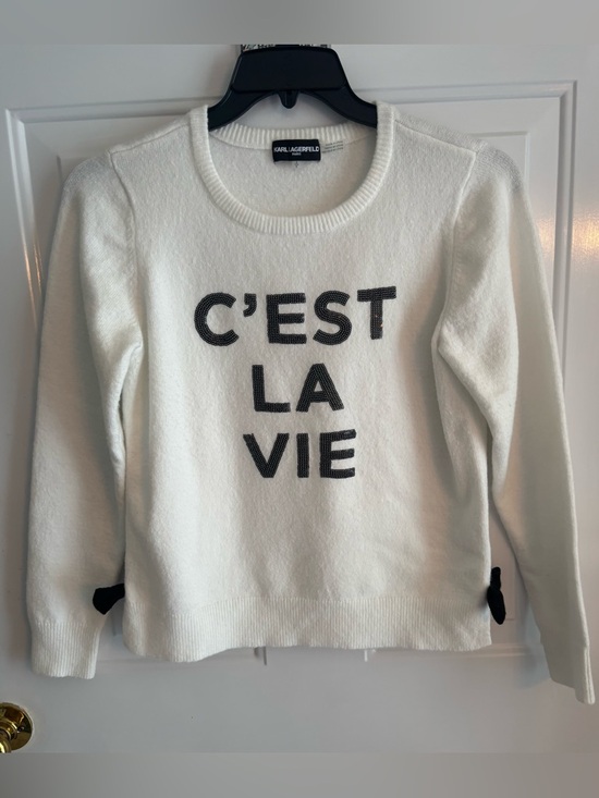 Karl Lagerfeld Sweaters - Karl Lagerfeld Paris C’est La Vie Sweater Small Ivory Bow Detail Knit